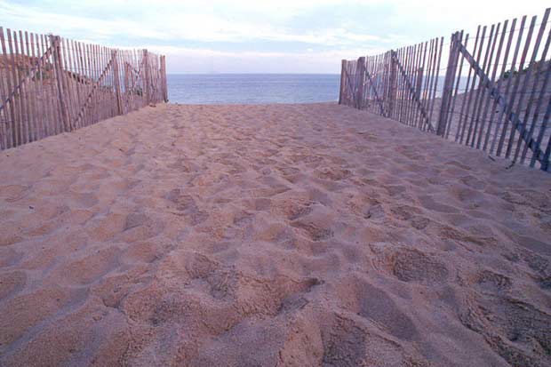 Sand and fence with ocean